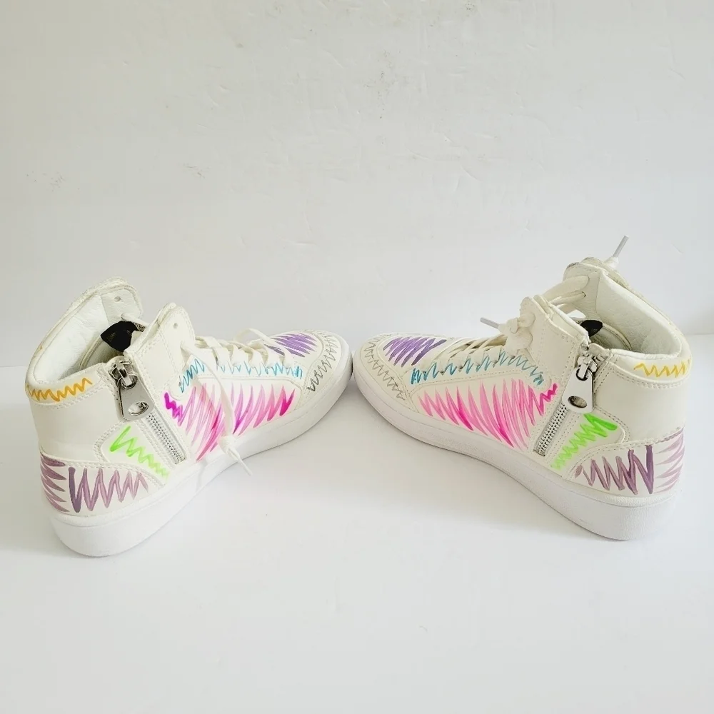 NEW Vintage Havana Artsy Multi Swirl High-Top Leather Sneakers, Size 6,5